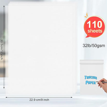 110 Sheets Tracing Paper for Drawing, 9”x12” Trace Paper, Translucent Vellum - Image 2