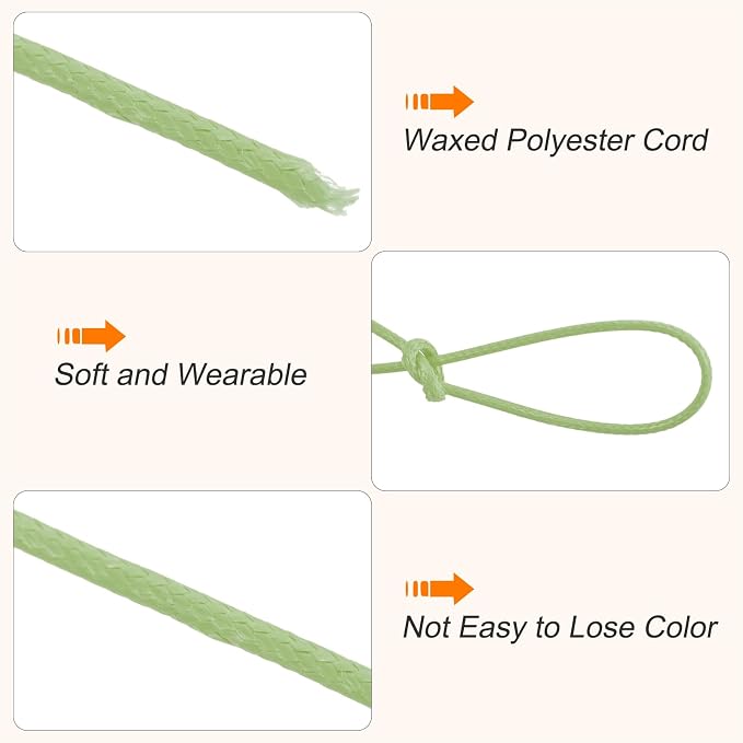 MECCANIXITY Waxed Cord 1.2mm Waxed Polyester Cord 175 Yard Wax String - Image 3