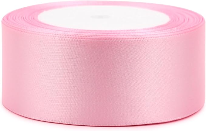 Pink Solid Satin Ribbon 1-1/2 Inch 25 Yards Solid Polyester Fabric Ribbon - Image 3