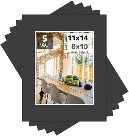 MBC Mat Board Center, 11x14 for 8x10 Black Photo Picture Mat by MatBoardCenter