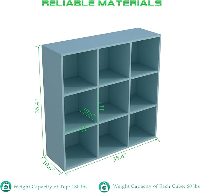 9-Cube Storage Shelf Bookcase - Image 2