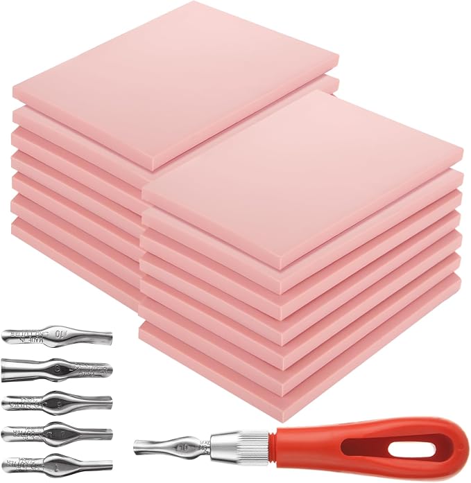 15 Pack Rubber Linocut Kit by DIRBUY