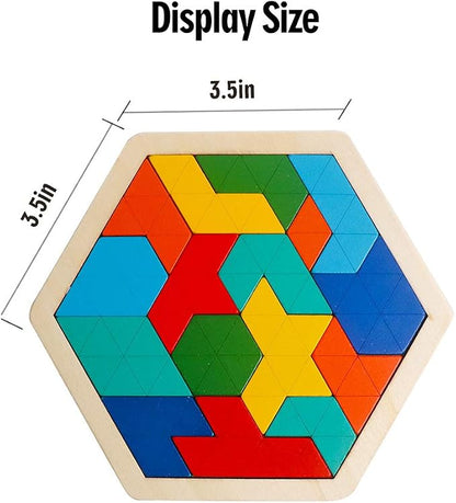 Skrtuan Wooden Hexagon Puzzle for Kid Adults Brain Teaser Blocks Puzzles Games - Image 7