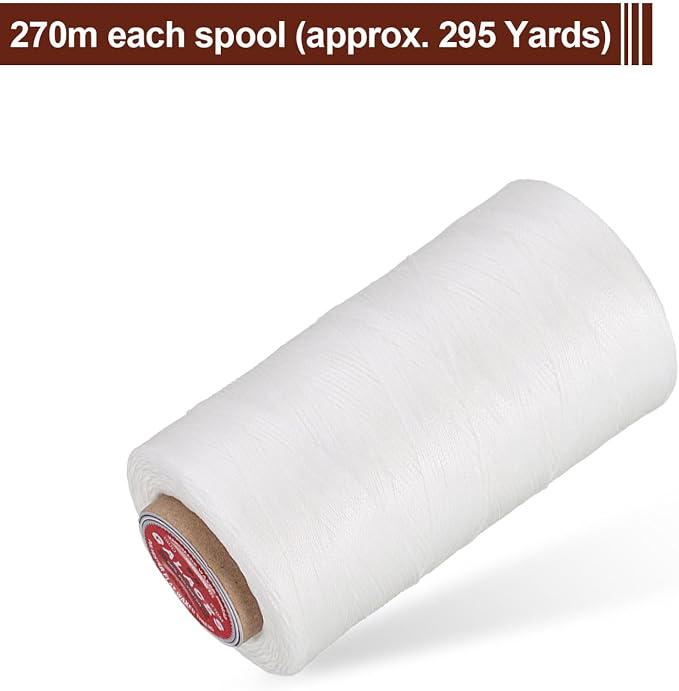 uxcell Flat Leather Sewing Waxed Thread, 270m / 295 Yards Polyester Wax String - Image 3