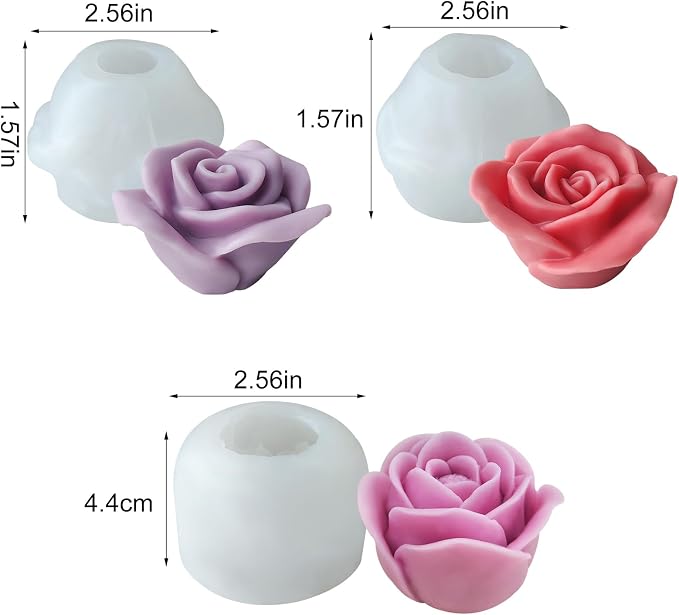 JDH 3 PCS Rose Flower Molds Flower Silicone Candle Mold Candle molds - Image 6