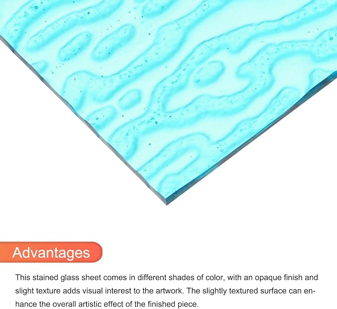 MECCANIXITY 2 Pcs Stained Glass Sheet Mosaic Tile 7.9 Inch x 5.9 Inch Sea Blue - Image 4