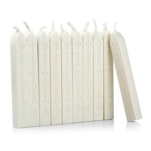 Mceal Sealing Wax Stick with Wick Flower De Luce of France Retro 10 Pieces Pack by Mceal