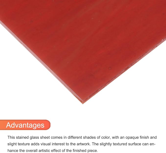 MECCANIXITY 2 Pcs Stained Glass Sheet Mosaic Tile 7.9 Inch x 5.9 Inch Deep Red - Image 4