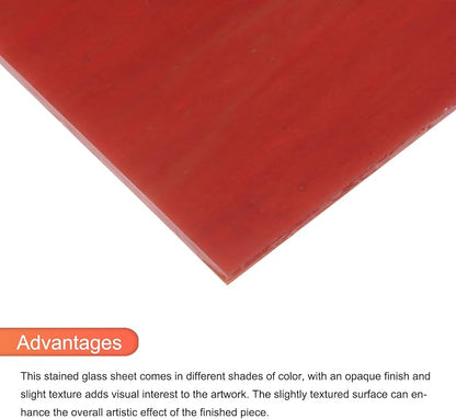 MECCANIXITY 2 Pcs Stained Glass Sheet Mosaic Tile 7.9 Inch x 5.9 Inch Deep Red - Image 4