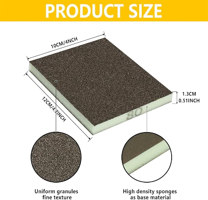 16PCS 100 Grits Sanding Sponge Medium Sanding Block, Washable and Reusable Wet - Image 2