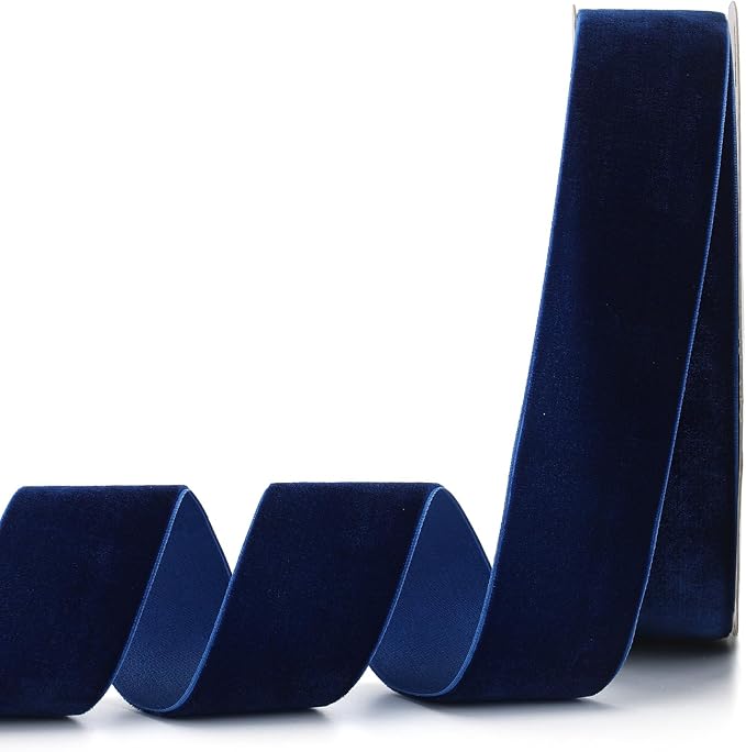 Navy Blue Velvet Ribbon, 1-1/2"W x 20Yd Single Face, Hair Bows, Handmade Craft by Lemon+Park