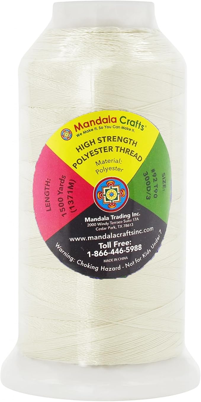 Mandala Crafts Off White Heavy Duty Thread -1500 Yds Tex 90 Thread - Image 4