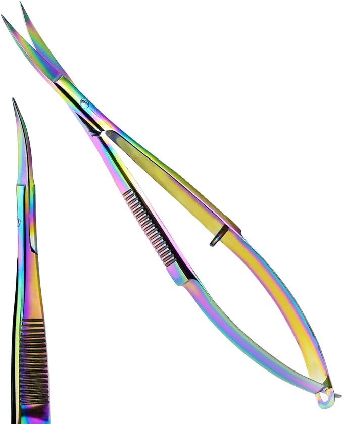 Cross Edge Curved Spring Scissors 5 Inch Stainless Steel Precision Eyebrow & by MyLashToolsByCrossEdge