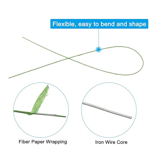 PATIKIL 24 Gauge 16" Floral Stem Wire, Light Green - Image 3