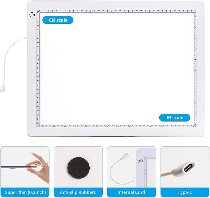 A3 Light Pad with Foldable Stand, UL Certified Adapter, 8000 Lux Super Bright - Image 6