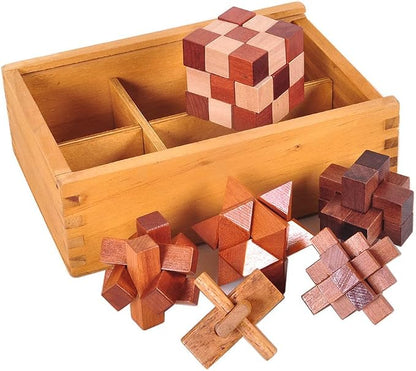 VolksRose 6pcs Wooden Brain Teaser Puzzles, IQ Challenge Puzzle Games, Logic - Image 2