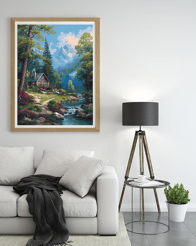 14CT Counted Cross Stitch Kits for Adults Advanced Mountains Lake Printed - Image 2