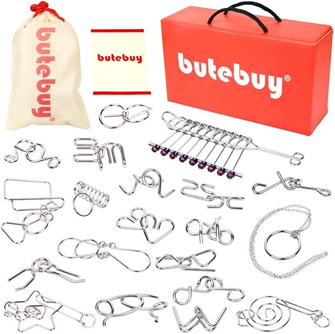 AHYUAN 20 Pack Metal Puzzles Brain Teaser IQ Wire Metal Puzzles - Image 2