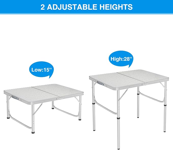 RedSwing Aluminum Folding Table 3 Feet Adjustable Height, Lightweight and - Image 4