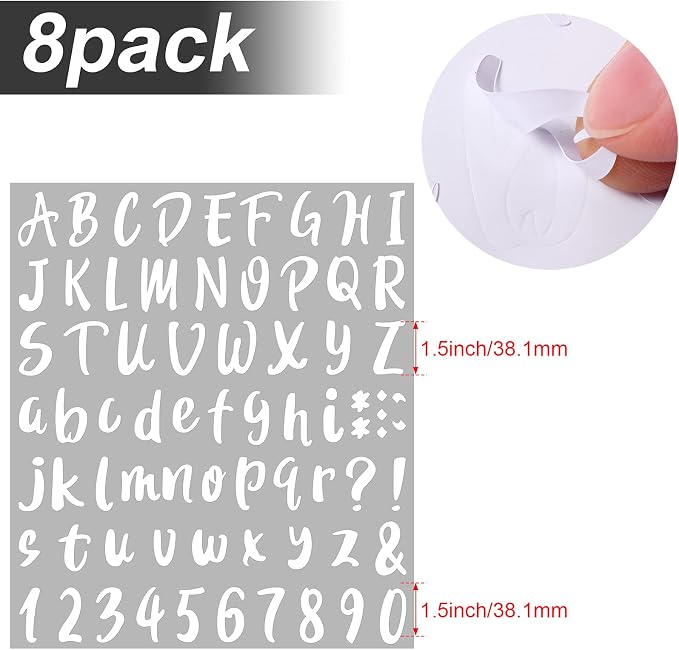 Outus 576 Pieces 8 Sheets Letters Stickers Self Adhesive Vinyl Letter Alphabet - Image 2