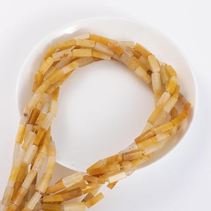 Natural Yellow Jade Rectangle Tube Beads 4x13mm 38cm/str Loose Semi Gemstone - Image 7