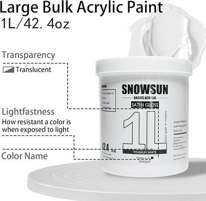 SNOWSUN Basics Titanium White Acrylic Paints, Large Bulk Acrylic Paint Non - Image 3