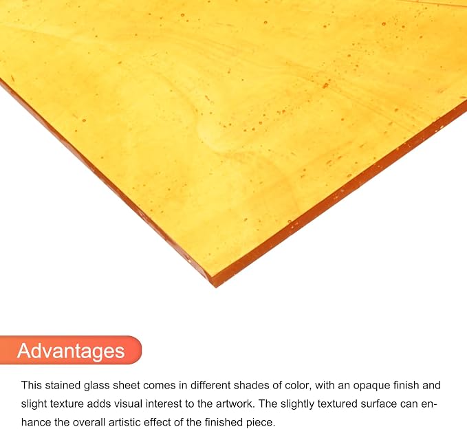 MECCANIXITY 2 Pcs Stained Glass Sheet Mosaic Tile 7.9 Inch x 5.9 Inch Orange - Image 4
