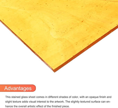 MECCANIXITY 2 Pcs Stained Glass Sheet Mosaic Tile 7.9 Inch x 5.9 Inch Orange - Image 4