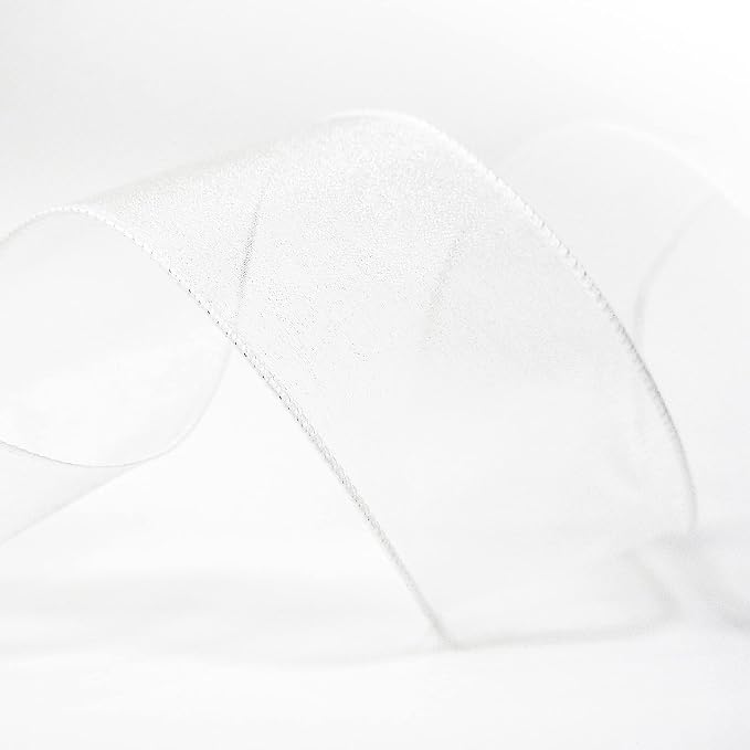 CT CRAFT LLC Sheer Organza Wired Ribbon 2.5" x 50Yards White - Image 3