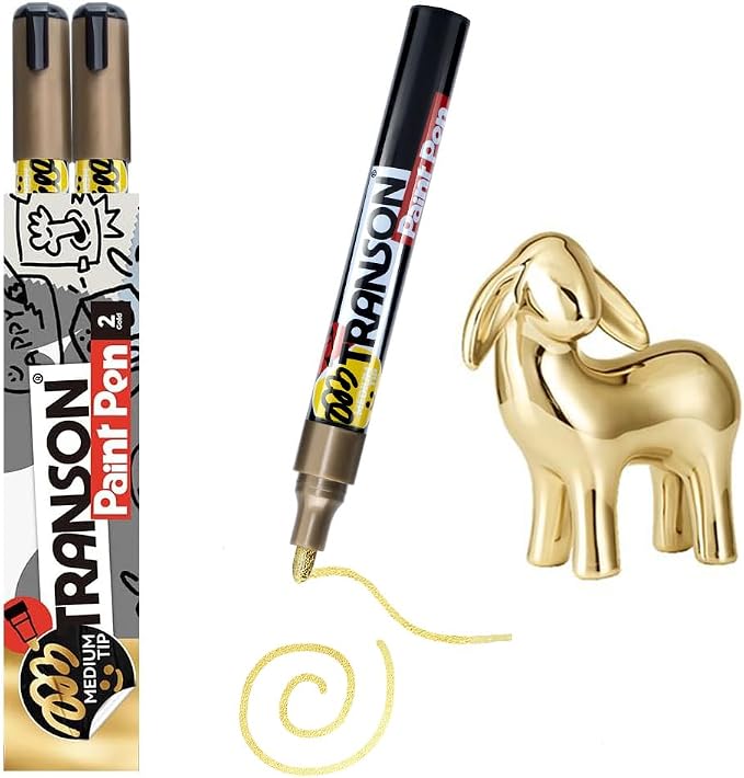 TRANSON 2 Gold Permanent Paint Markers by Transon
