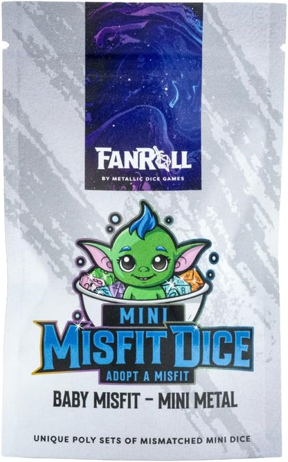 FanRoll Mystery Misfit Baby Metal: Bag of 7 Assorted Mini Polyhedral Metal Dice by Unknown
