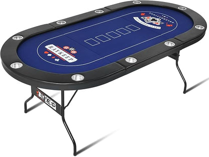 84" Poker Table, 10 Players Foldable Casino Leisure Texas Holdem Table by RAYKEEP