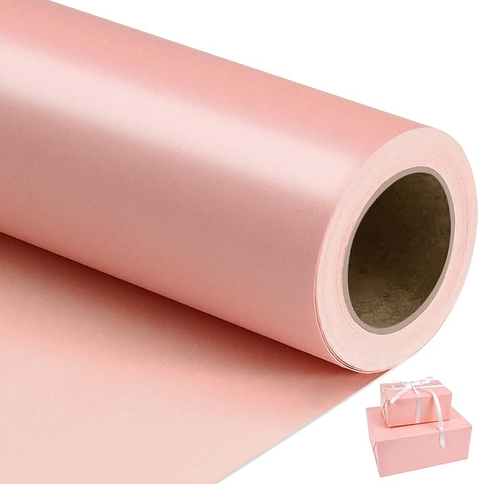 NESCCI Pink Matte Wrapping Paper, Solid Color Pearly-Lustre Paper, Gift by NESCCI