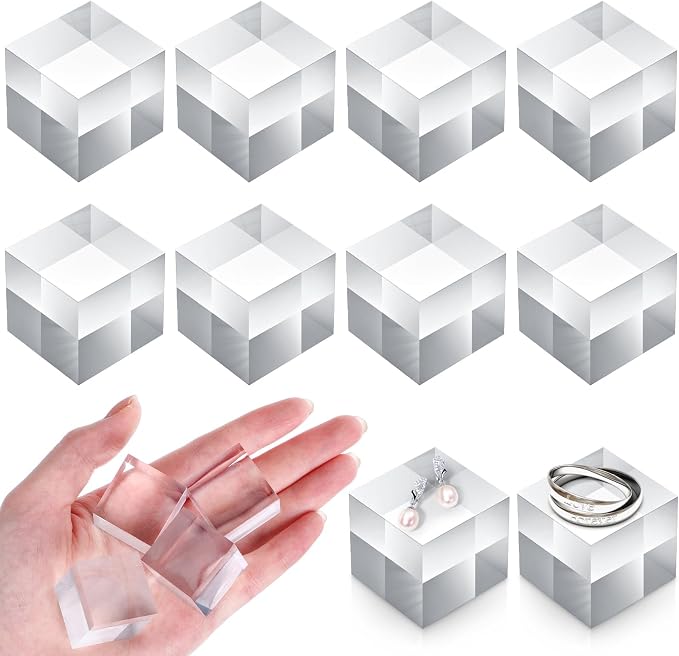 Remerry 8 Pieces Acrylic Display Block 1 x 1 x 1 Inch Clear Polished Acrylic by Remerry