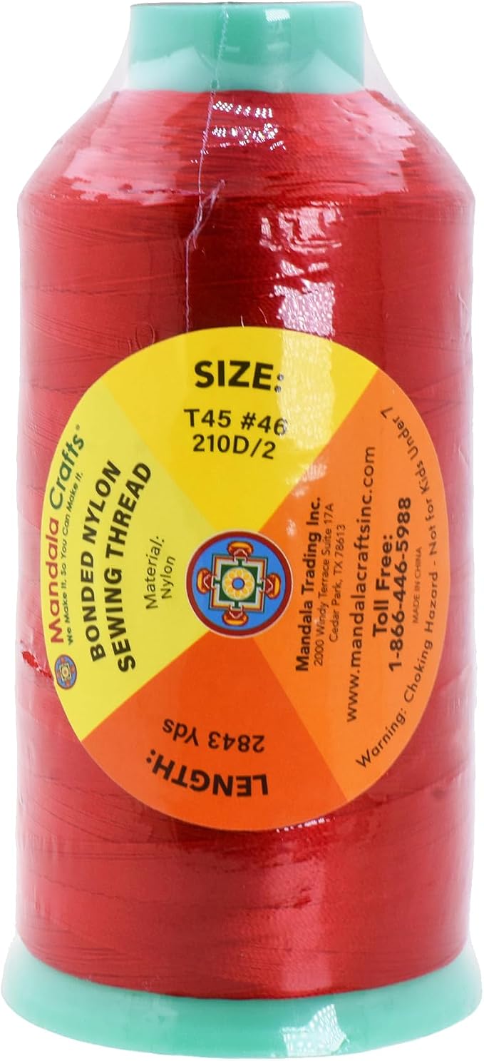 Mandala Crafts Bonded Nylon Thread Red Heavy Duty Sewing Threads - Image 3