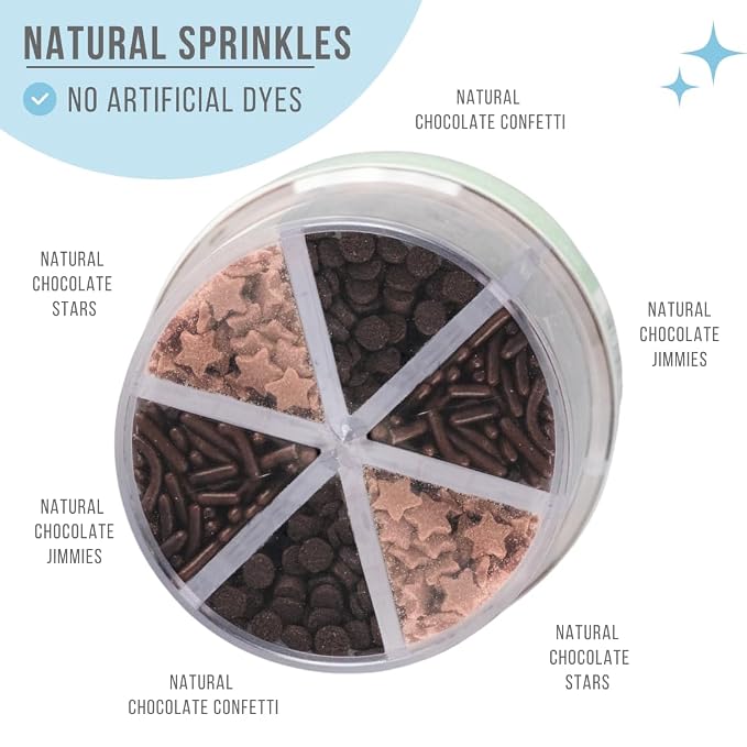 Sweets Indeed Dye-Free Chocolate Sprinkles – 2.75 oz 6-Cell Mix - Image 3