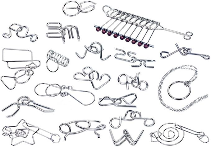 AHYUAN 20 Pack Metal Puzzles Brain Teaser IQ Wire Metal Puzzles - Image 3