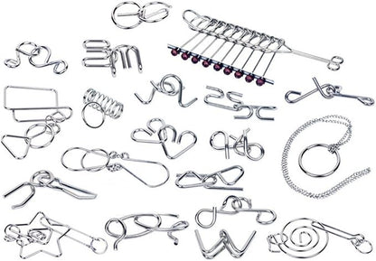 AHYUAN 20 Pack Metal Puzzles Brain Teaser IQ Wire Metal Puzzles - Image 3