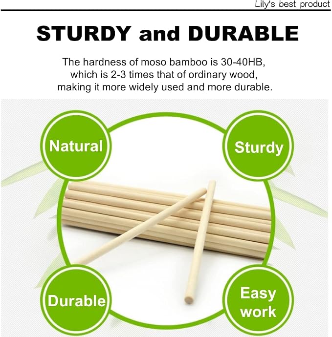 HOPELF 50PCS Bamboo Dowel Rods - Image 2