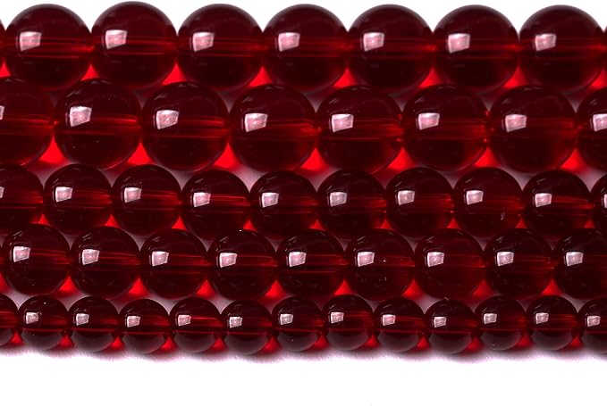 Smooth Garnet Red Glass Crystal Round Loose BeadsFor Jewelry Making DIY by NaturalStoneBeads