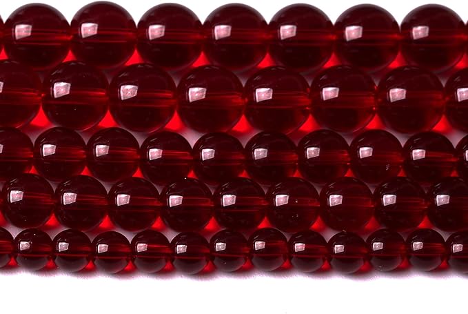 Smooth Garnet Red Glass Crystal Round Loose BeadsFor Jewelry Making DIY by NaturalStoneBeads