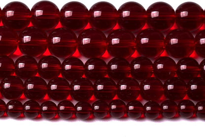 80pcs 10mm Smooth Garnet Red Glass Crystal Round Loose BeadsFor Jewelry Making by NaturalStoneBeads