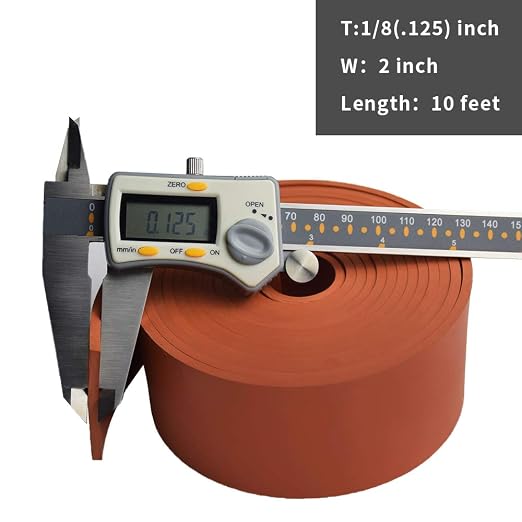 DOBTIM Red Rubber Strips 1/8" Thick X 2" Wide X 10'Long, Solid Rubber Rolls Use - Image 2