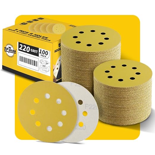 100PCS 5 Inch 220 Grit 125mm 8 Hole Sanding Discs Sandpaper by TPmax