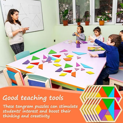 Meooeck 12 Pack Tangrams Wooden Puzzles Tangrams Classroom Set - Image 5