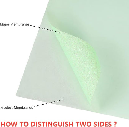 guangyintong Glow Glitter Light Green Heat Transfer Vinyl HTV Rolls, Glitter - Image 2