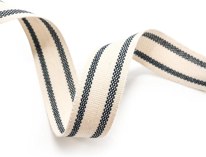CT CRAFT LLC Ivory Cotton Black Stripes Ribbon 5/8" x 10 Yards - Image 4
