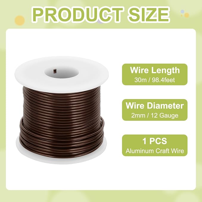 MECCANIXITY 12 Gauge Anodized Aluminum Craft Wire Bendable Bonsai Training Wire - Image 2