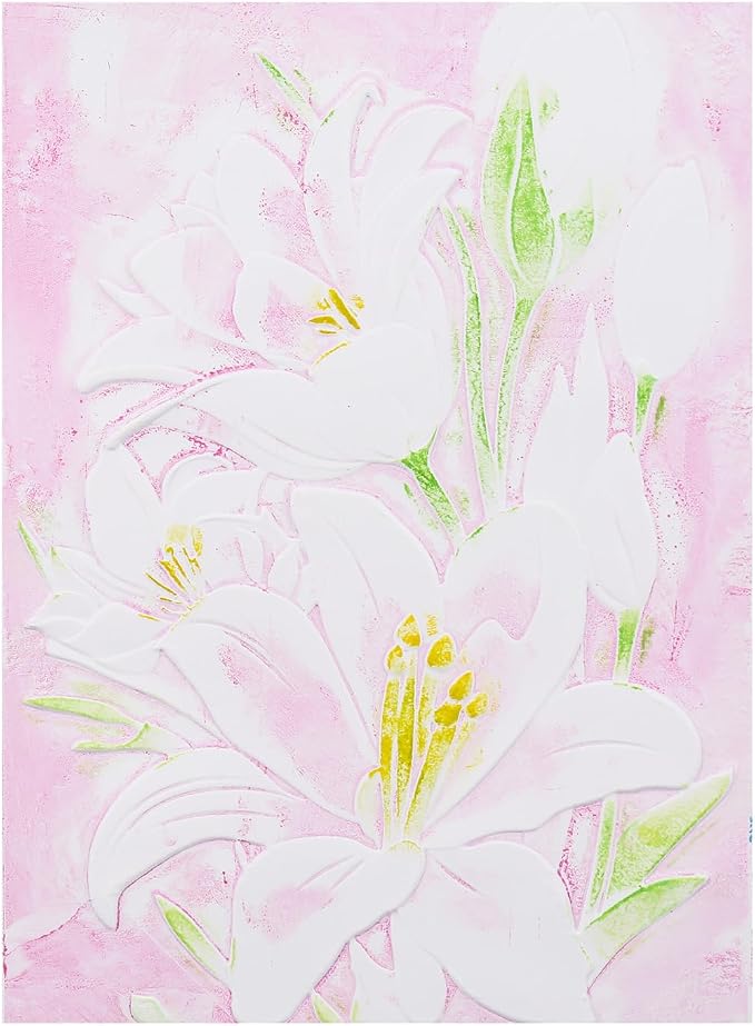 BAOFALI 3D Embossing Folder for Card Making, Lily Flowers Clear Plastic Texture - Image 3