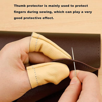 2 Pairs Leather Finger Protector Needle Felting Knitting Finger Thimble Guards - Image 5